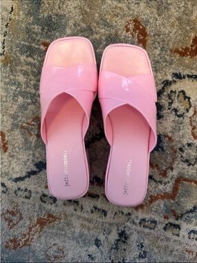 Jeffrey Campbell Baby Pink Jelly Block Heeled Sandals Brand New Size 9 EU40